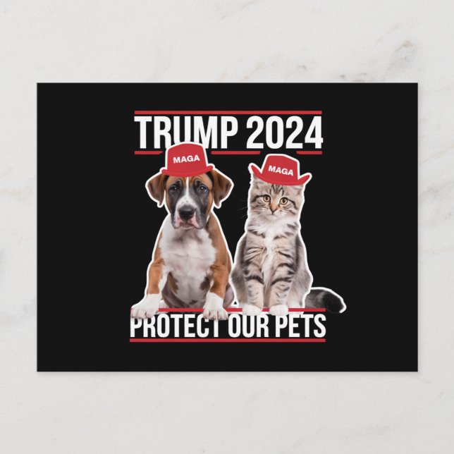 Trump 2024 schützt unsere Haustiere Katzen Hunde M Postkarte (Vorderseite)