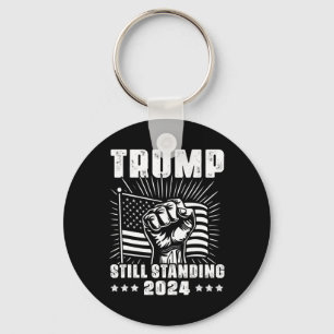 Trump 2024 Steht Noch Amerikanische Flagge Donald Schlüsselanhänger