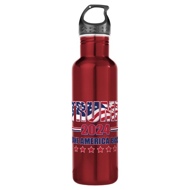 Trump-2024-Take-America-Back Edelstahlflasche (Vorderseite)