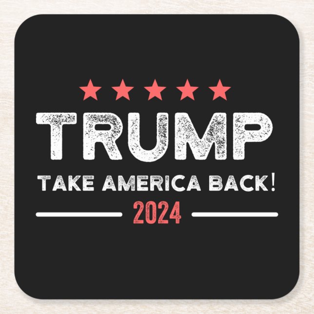 Trump 2024 Take America Back Rechteckiger Pappuntersetzer (Vorderseite)