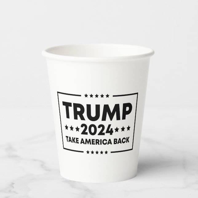 Trump 2024 Trump nimmt Amerika zurück Pappbecher (Vorderseite)