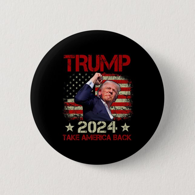 Trump 2024: Trump überlebt Kundgebung Button (Vorderseite)