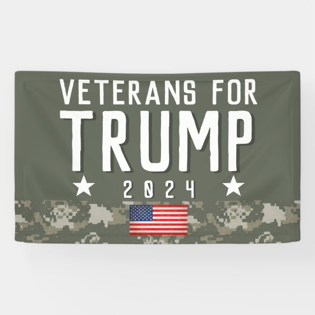 Trump 2024 Veteranen für Trump-Camouflage Banner (Horizontal)