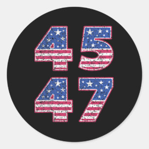 Trump 2024 Vintage 45 47 America-Flag-T-Shirt für Runder Aufkleber