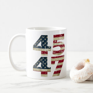 Trump 2024 Vintage 45 47 Amerika-Flagge Frauen Män Kaffeetasse