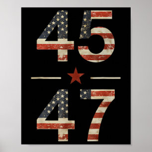 Trump 2024 Vintage 45 47 Amerika-Flagge-Shirt für Poster