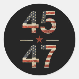 Trump 2024 Vintage 45 47 Amerika-Flagge-Shirt für Runder Aufkleber