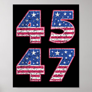 Trump 2024 Vintage 45 47 Amerika-Flagge-T-Shirt fü Poster
