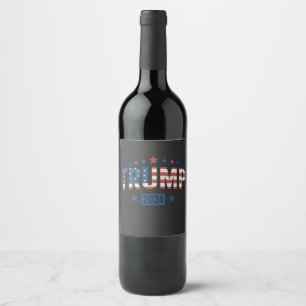 Trump 2024 Vintages Patriotic American Flag Gesche Weinetikett