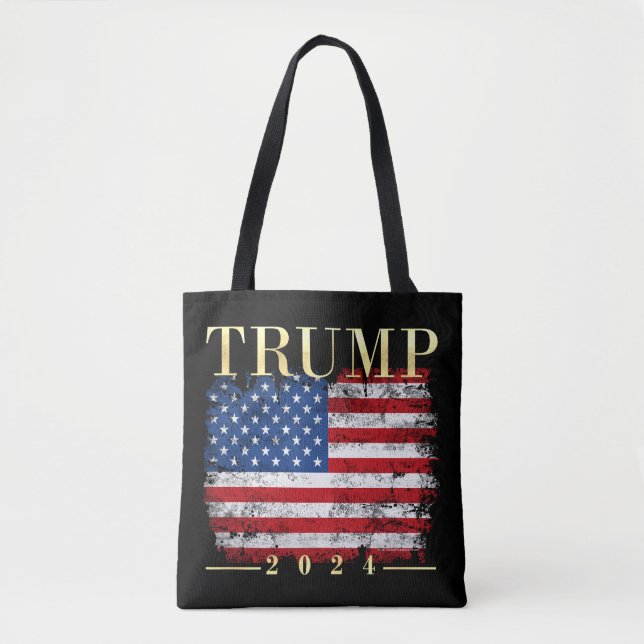 Trump 2024 Vornehme Gold Vintage amerikanische Fla (Vorderseite)