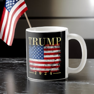 Trump 2024 Vornehme Gold Vintage amerikanische Fla Kaffeetasse