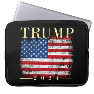 Trump 2024 Vornehme Gold Vintage amerikanische Fla Laptopschutzhülle