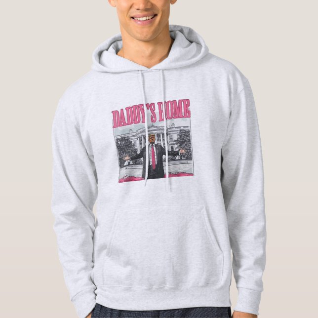 Trump 2024 Wahl Daddys Zuhause Pink Hoodie (Vorderseite)