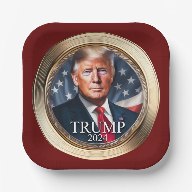 Trump 2024 Wahlkampagne Republikanisches Rotes Pap Pappteller (Vorderseite)