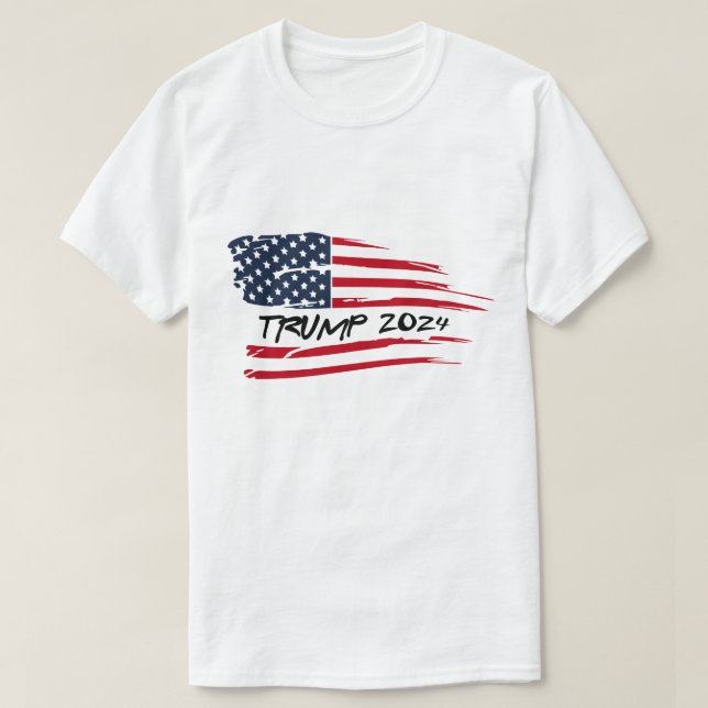 Trump 2024 Waving American Flag T-Shirt (Design vorne)