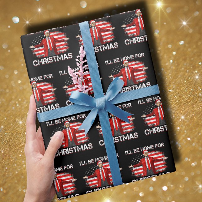 Trump 2024 werde ich zu Weihnachten Zuhause sein Geschenkpapier (Von Creator hochgeladen)
