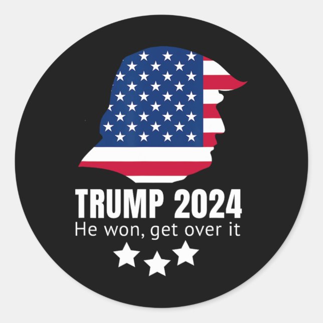 Trump 2024 wird er überwinden runder aufkleber (Vorderseite)