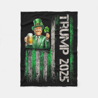 Trump 2025 American Flag Vintag St. Patricks Day Fleecedecke
