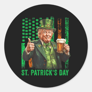 Trump 2025 American Flag Vintag St. Patricks Day Runder Aufkleber