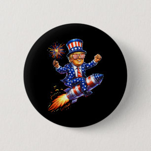 Trump 2025 Frohes 4. Juli Trump Amerikanische Flag Button