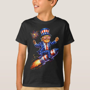 Trump 2025 Frohes 4. Juli Trump Amerikanische Flag T-Shirt