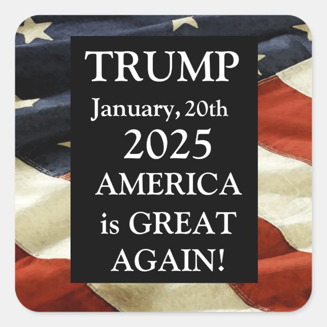TRUMP 2025 QUADRATISCHER AUFKLEBER (Vorderseite)