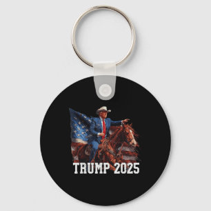 Trump 2025 Reitpferd Amerikanische Flagge Cowboy 4 Schlüsselanhänger