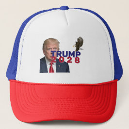 Trump 2028 Text mit Bald-Adler Truckerkappe