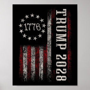 Trump 2028 Vote Donald Trump America Us Flag Vinta Poster