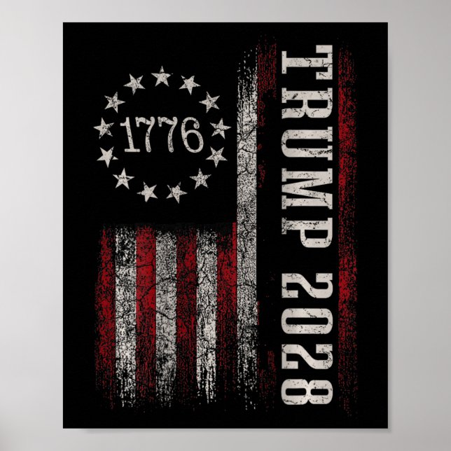 Trump 2028 Vote Donald Trump America Us Flag Vinta Poster (Vorne)