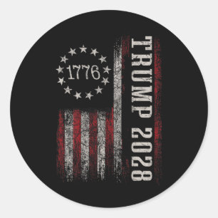 Trump 2028 Vote Donald Trump America Us Flag Vinta Runder Aufkleber