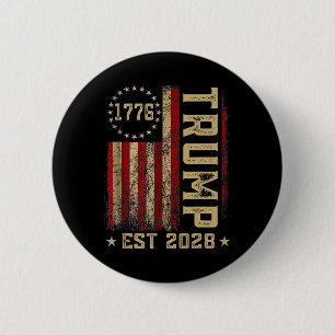 Trump 2028 Wähle Donald Trump Amerika Us Flagge Vi Button