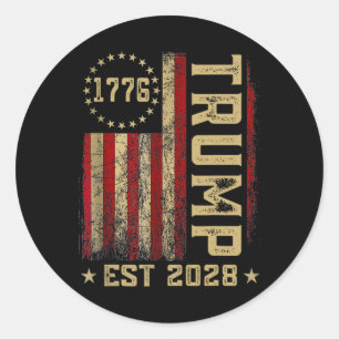 Trump 2028 Wähle Donald Trump Amerika Us Flagge Vi Runder Aufkleber