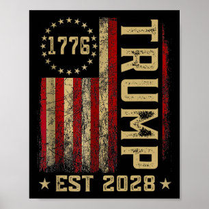 Trump 2028 Wählt Donald Trump Amerika Us Flagge Vi Poster