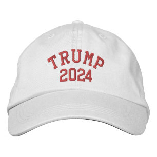 TRUMP 202 WHITE CAP (Red Print) Bestickte Baseballkappe