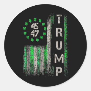 Trump 45 47 American Flag Vintag St. Patricks Day Runder Aufkleber