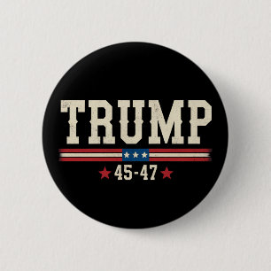 Trump 45 47 American USA Flag Retro Vintag Button
