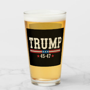 Trump 45 47 American USA Flag Retro Vintag Glas