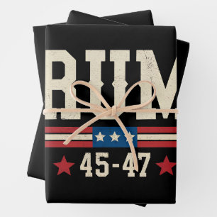 Trump 45 47 Amerikanische USA Flagge Retro Vintage Geschenkpapier Set