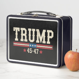 Trump 45 47 Amerikanische USA Flagge Retro Vintage Metall Brotdose