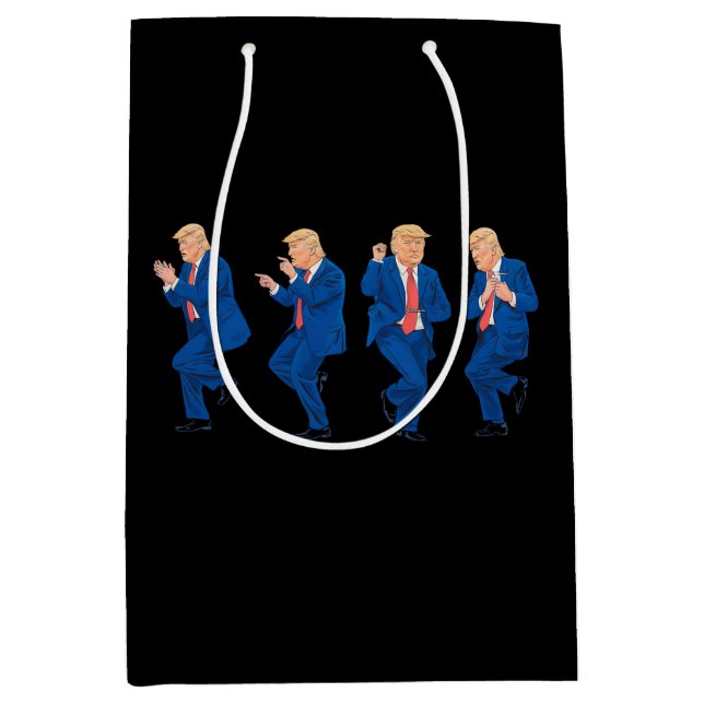 Trump 45 47 Funny Dance Dancing USA Präsident Mittlere Geschenktüte (Vorderseite)