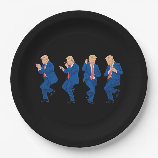 Trump 45 47 Funny Dance Dancing USA Präsident Pappteller (Vorderseite)