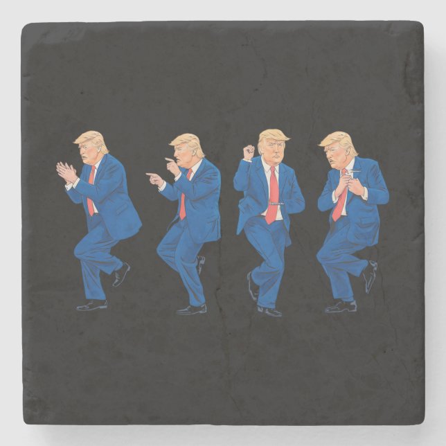 Trump 45 47 Funny Dance Dancing USA Präsident Steinuntersetzer (Vorderseite)