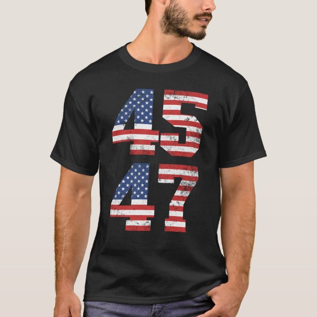 Trump 45 47 Präsident der amerikanischen Flagge Tr T-Shirt (Vorderseite)