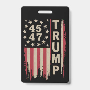Trump 45 47 Retro-Amerika USA-Flagge im Vintage-St Ausweis
