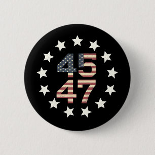 Trump 45 47 Sterne Vintage USA Amerikanische Flagg Button