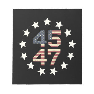 Trump 45 47 Sterne Vintage USA Amerikanische Flagg Notizblock