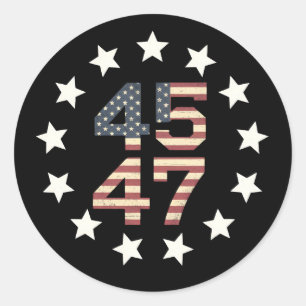 Trump 45 47 Sterne Vintage USA Amerikanische Flagg Runder Aufkleber