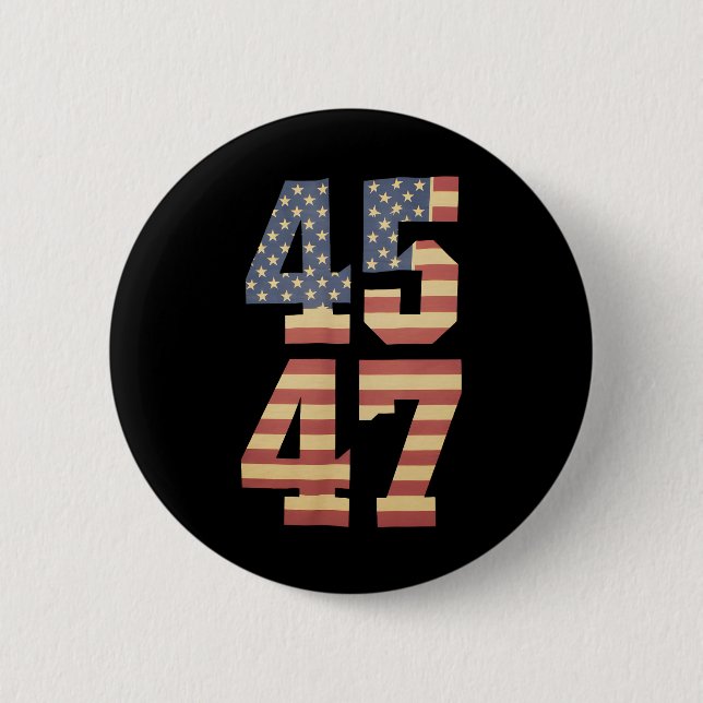 Trump 45 47 Vintag America Flag Button (Vorderseite)