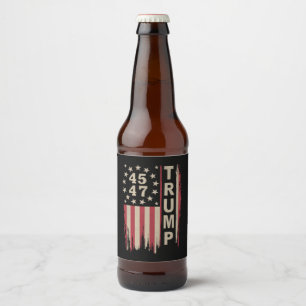 Trump 45 47 Vintag Retro America Flag Bierflaschenetikett